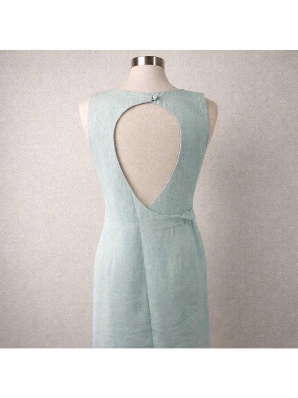 Ann Taylor Silk Blend Shift Dress Seafoam Blue Keyhole Back Belted Size 8 - Picture 4 of 15